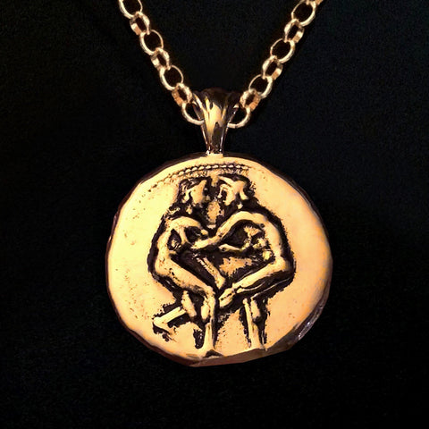 The Wrestlers - Greek Coin Pendant